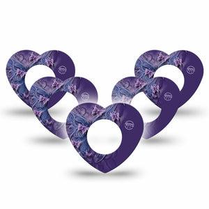 ExpressionMed Purple Butterfly Freestyle Libre 2 and Libre 2 Plus Heart Shape Tape, Abbott Lingo, 5-Pack Tape Purple Wings, Fixing Ring Tape CGM Design
