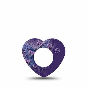 ExpressionMed Purple Butterfly Freestyle Libre 2 and Libre 2 Plus Heart Shape Tape, Abbott Lingo, Single Tape Delicate Butterfly, Fixing Ring Tape CGM Design