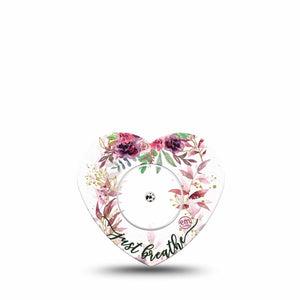 ExpressionMed Just Breathe Freestyle Libre 2 and Libre 2 Plus Heart Shape Tape, Abbott Lingo, Single Tape and Single Sticker Peaceful Inhale, Fixing Ring Tape CGM Design