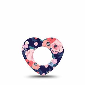 ExpressionMed Painted Flower Variety Freestyle Libre 2 and Libre 2 Plus Heart Shape Tape, Abbott Lingo, Single Tape Colorful Petals, Fixing Ring Tape CGM Design