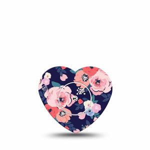 ExpressionMed Painted Flower Variety Freestyle Libre 2 and Libre 2 Plus Heart Shape Tape, Abbott Lingo, Single Tape and Single Sticker Vibrant Blooms, Fixing Ring Tape CGM Design