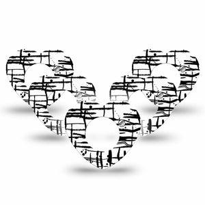 ExpressionMed B&W Drip Freestyle Libre 2 and Libre 2 Plus Heart Shape Tape, Abbott Lingo, 5-Pack Tape Drip Art, Adhesive Patch CGM Design