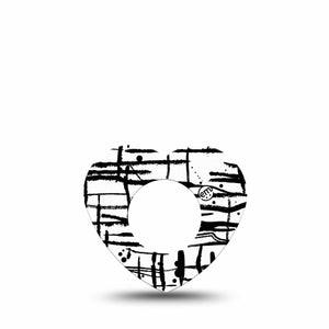 ExpressionMed B&W Drip Freestyle Libre 2 and Libre 2 Plus Heart Shape Tape, Abbott Lingo, Single Tape Dripping Paint, Adhesive Patch CGM Design