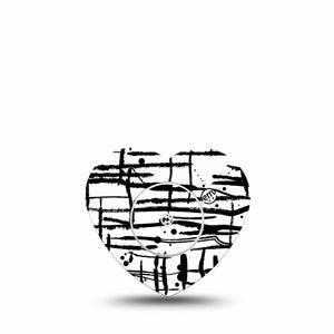 ExpressionMed B&W Drip Freestyle Libre 2 and Libre 2 Plus Heart Shape Tape, Abbott Lingo, Single Tape & Single Sticker Bold Drip, Adhesive Patch CGM Design