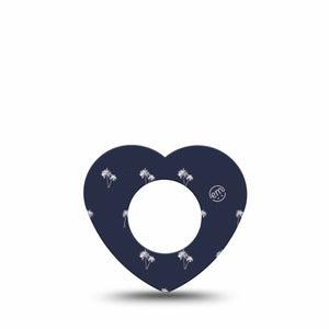 ExpressionMed Palm Trees Freestyle Libre 2 and Libre 2 Plus Heart Shape Tape, Abbott Lingo, Single Tape Palm Sunset, Fixing Ring Tape CGM Design
