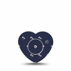 ExpressionMed Palm Trees Freestyle Libre 2 and Libre 2 Plus Heart Shape Tape, Abbott Lingo, Single Tape and Single Sticker Tropical Palms, Fixing Ring Tape CGM Design