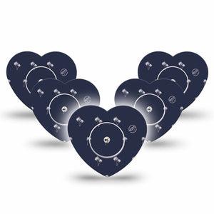 ExpressionMed Palm Trees Freestyle Libre 2 and Libre 2 Plus Heart Shape Tape, Abbott Lingo, 5-Pack Tape and 5-Pack Sticker Island Palms, Fixing Ring Tape CGM Design