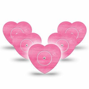 ExpressionMed Pink Horizon Heart Libre Tape 5-Pack Tape and 5-Pack Sticker, Abbott Lingo