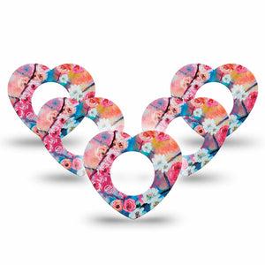 ExpressionMed Branching Out Freestyle Libre 2 Heart Shape 5-Pack Overlay Patch CGM Design, Abbott Lingo