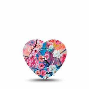 ExpressionMed Branching Out Freestyle Libre 2 Heart Shape Single Overlay Patch CGM Design, Abbott Lingo with center sticker