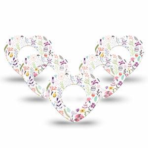 ExpressionMed Springy Stems Freestyle Libre 2 and Libre 2 Plus Heart Shape Tape, Abbott Lingo, 5-Pack Tape Botanical Design, Fixing Ring Tape CGM Design