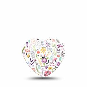 ExpressionMed Springy Stems Freestyle Libre 2 and Libre 2 Plus Heart Shape Tape, Abbott Lingo, Single Tape and Single Sticker Spring Florals, Fixing Ring Tape CGM Design