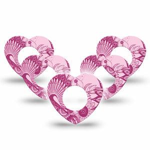 ExpressionMed Magenta Dani Freestyle Libre 2 and Libre 2 Plus Heart Shape Tape, Abbott Lingo, 5-Pack Tape Dani Style, Fixing Ring Tape CGM Design