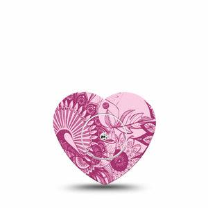 ExpressionMed Magenta Dani Freestyle Libre 2 and Libre 2 Plus Heart Shape Tape, Abbott Lingo, Single Tape and Single Sticker Magenta Fashion, Fixing Ring Tape CGM Design