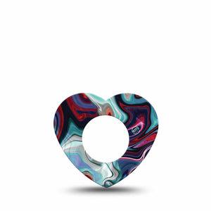 ExpressionMed Moody Marble Freestyle Libre 2 Heart Shape Tape, Abbott Lingo, Single Tape Stylish Design Adhesive Patch CGM Design