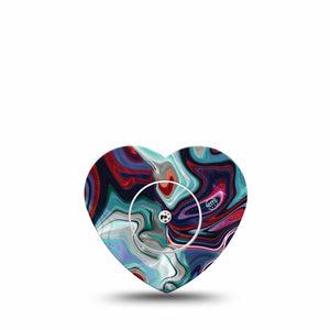 ExpressionMed Moody Marble Freestyle Libre 2 Heart Shape Tape, Abbott Lingo, Single Tape Stylish Design Adhesive Patch CGM Design with center sticker