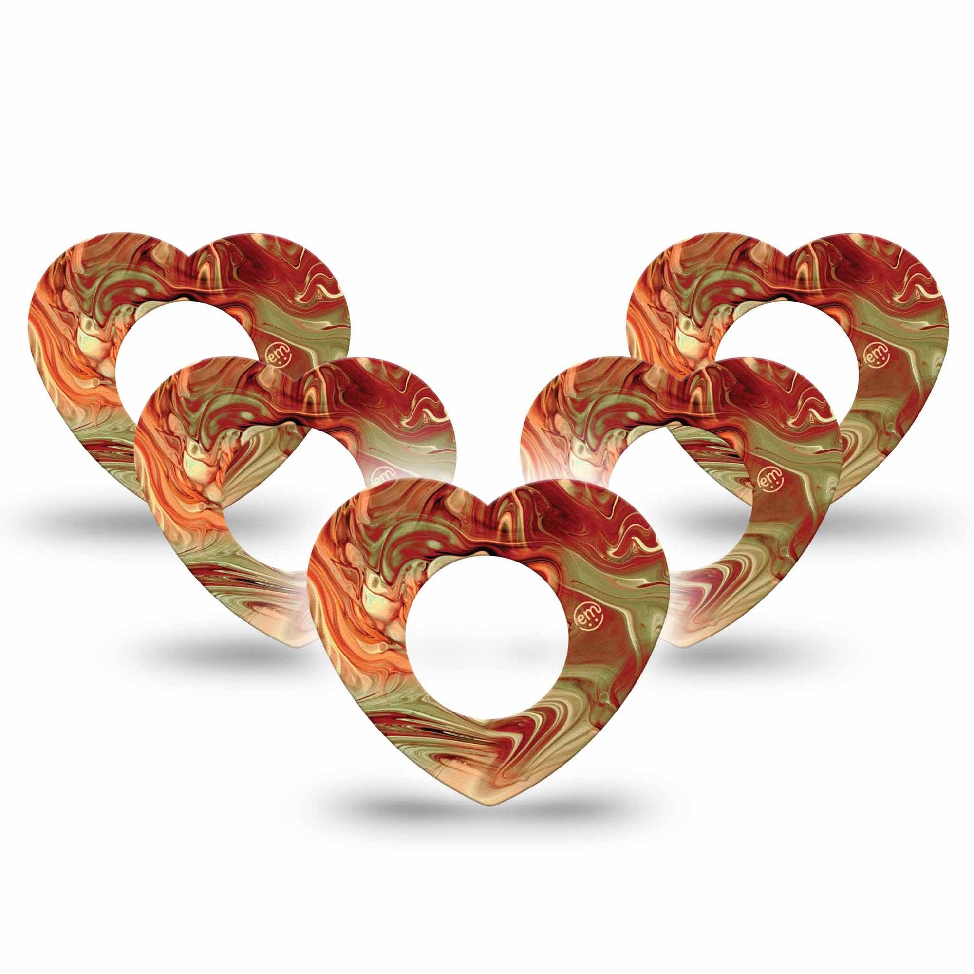 ExpressionMed Rustic Marble Freestyle Libre 2 Heart Shape Tape, Abbott Lingo, 5-Pack Weathered Texture Adhesive Patch CGM Design