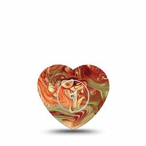 ExpressionMed Rustic Marble Freestyle Libre 2 Heart Shape Tape, Abbott Lingo, Single Tape Time-Honored Texture Adhesive Patch CGM Design with center sticker