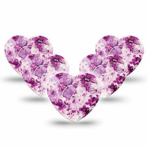 Violet Orchids Heart Libre Tape, Abbott Lingo 5-Pack with center stickers