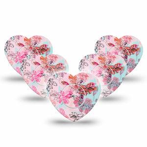 Whimsical Blossoms Heart Libre Tape, Abbott Lingo 5-Pack with center stickers