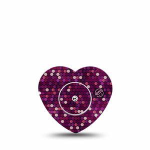 ExpressionMed Pink Sequins Freestyle Libre 2 and Libre 2 Plus Heart Shape Tape, Abbott Lingo, Single Tape & Single Sticker Glitter Sparkles, Adhesive Patch CGM Design
