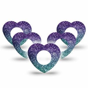 ExpressionMed Glittering Ombre Freestyle Libre 2 and Libre 2 Plus Heart Shape Tape, Abbott Lingo, 5-Pack Tape Radiant Ombre Plaster CGM Design