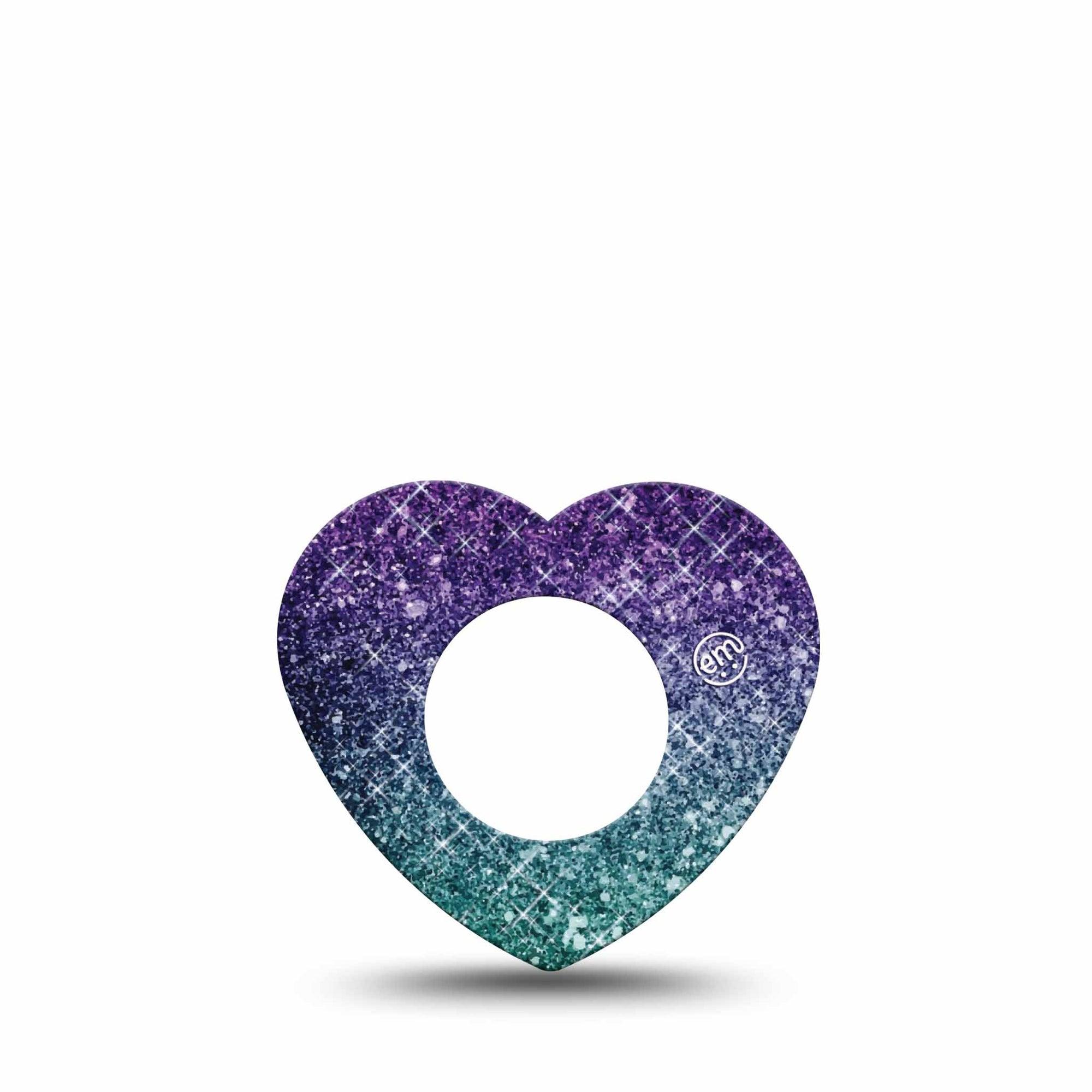 ExpressionMed Glittering Ombre Freestyle Libre 2 and Libre 2 Plus Heart Shape Tape, Abbott Lingo, Single Tape Sparkling Ombre Plaster CGM Design