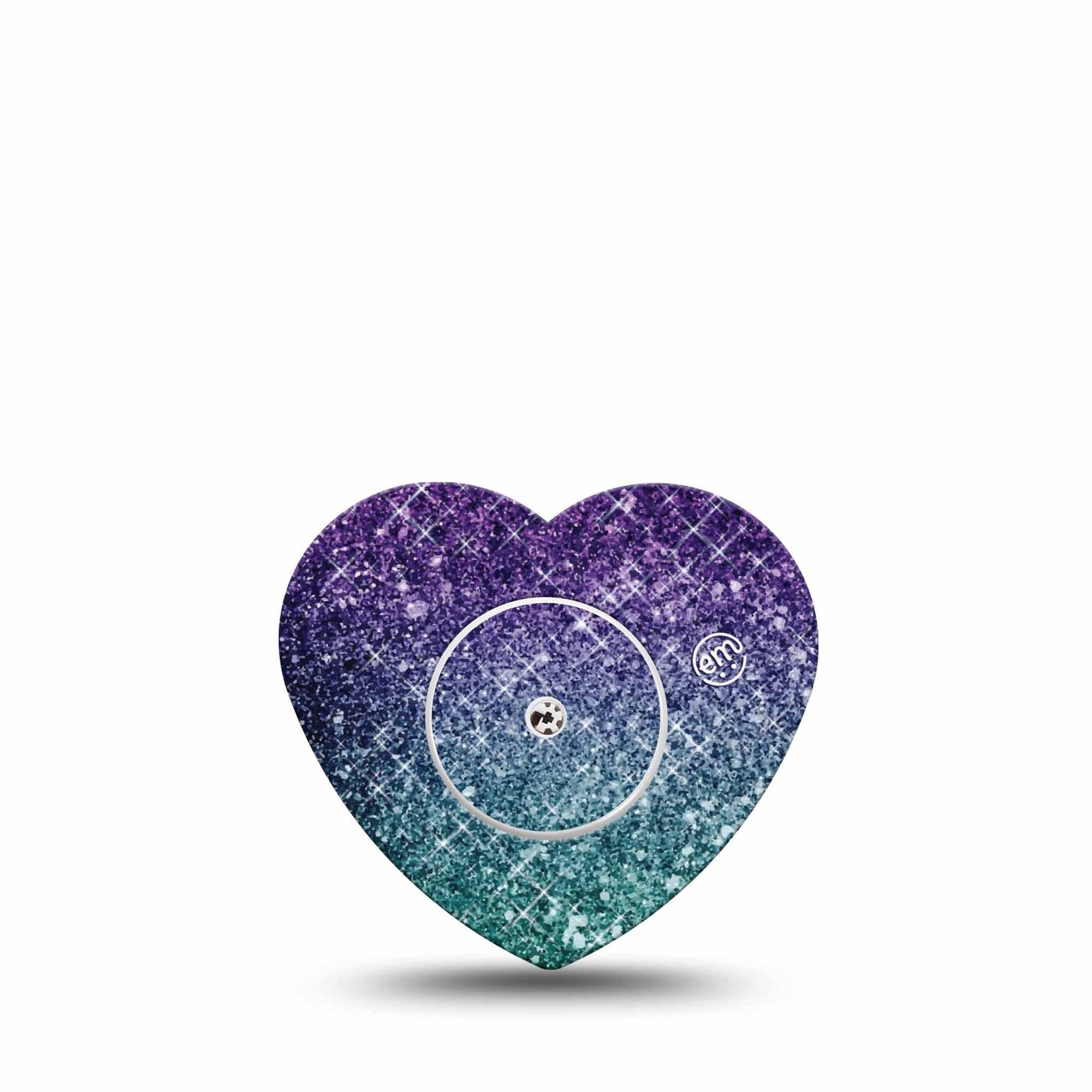 ExpressionMed Glittering Ombre Freestyle Libre 2 and Libre 2 Plus Heart Shape Tape, Abbott Lingo, Single Tape and Single Sticker Ombre Glitter Plaster CGM Design
