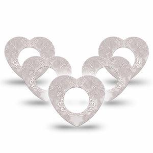 ExpressionMed Vintage Lace Freestyle Libre 2 and Libre 2 Plus Heart Shape Tape, Abbott Lingo, 5-Pack Tape Soft Patterns, Adhesive Patch CGM Design