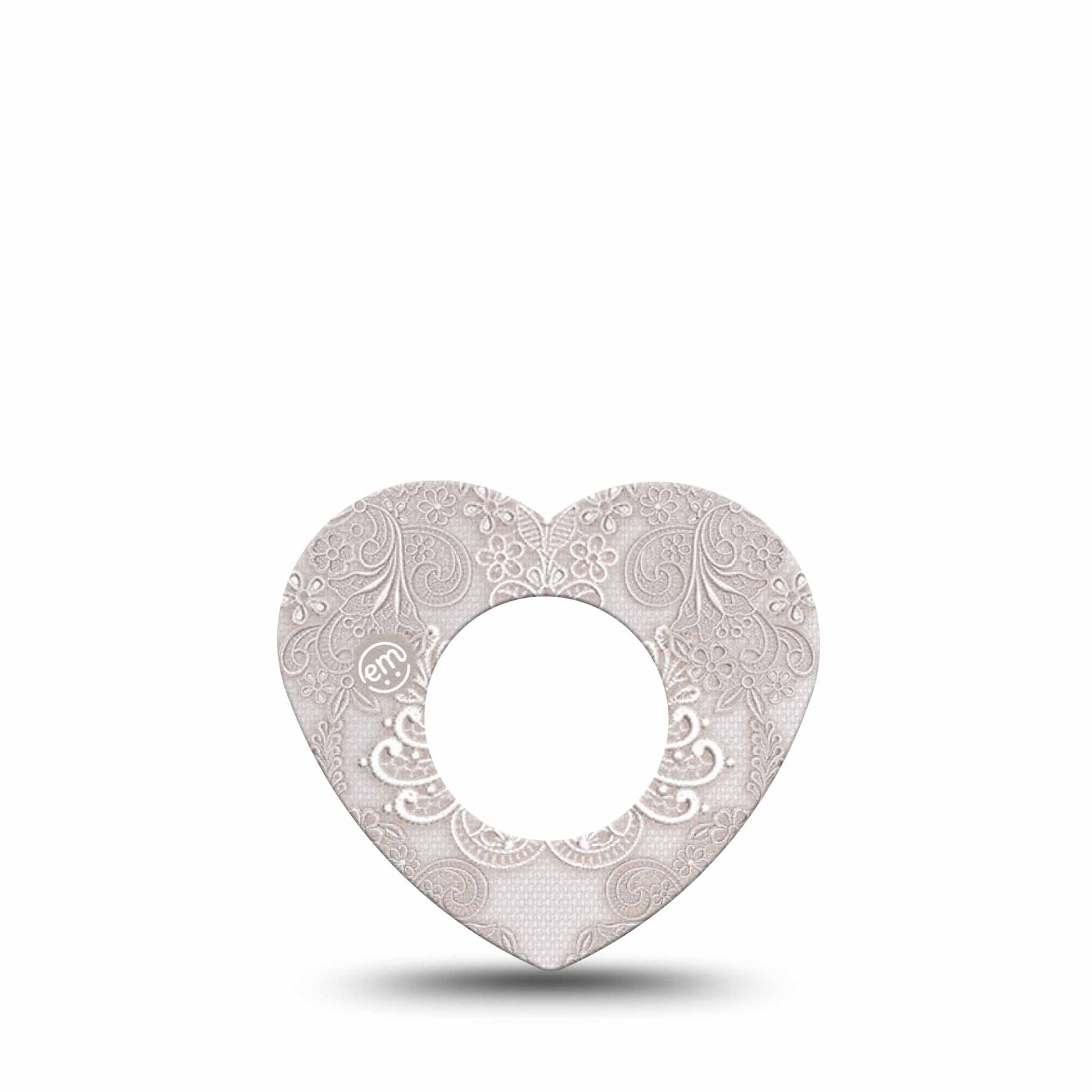 ExpressionMed Vintage Lace Freestyle Libre 2 and Libre 2 Plus Heart Shape Tape, Abbott Lingo,  Single Tape Timeless Fabric, Adhesive Patch CGM Design