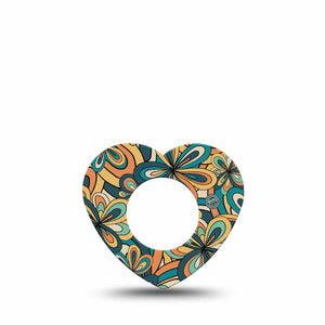 ExpressionMed 70s Vintage Freestyle Libre 2 Heart Shape Tape, Abbott Lingo, 5-Pack Timeless Trends Adhesive Patch CGM Design