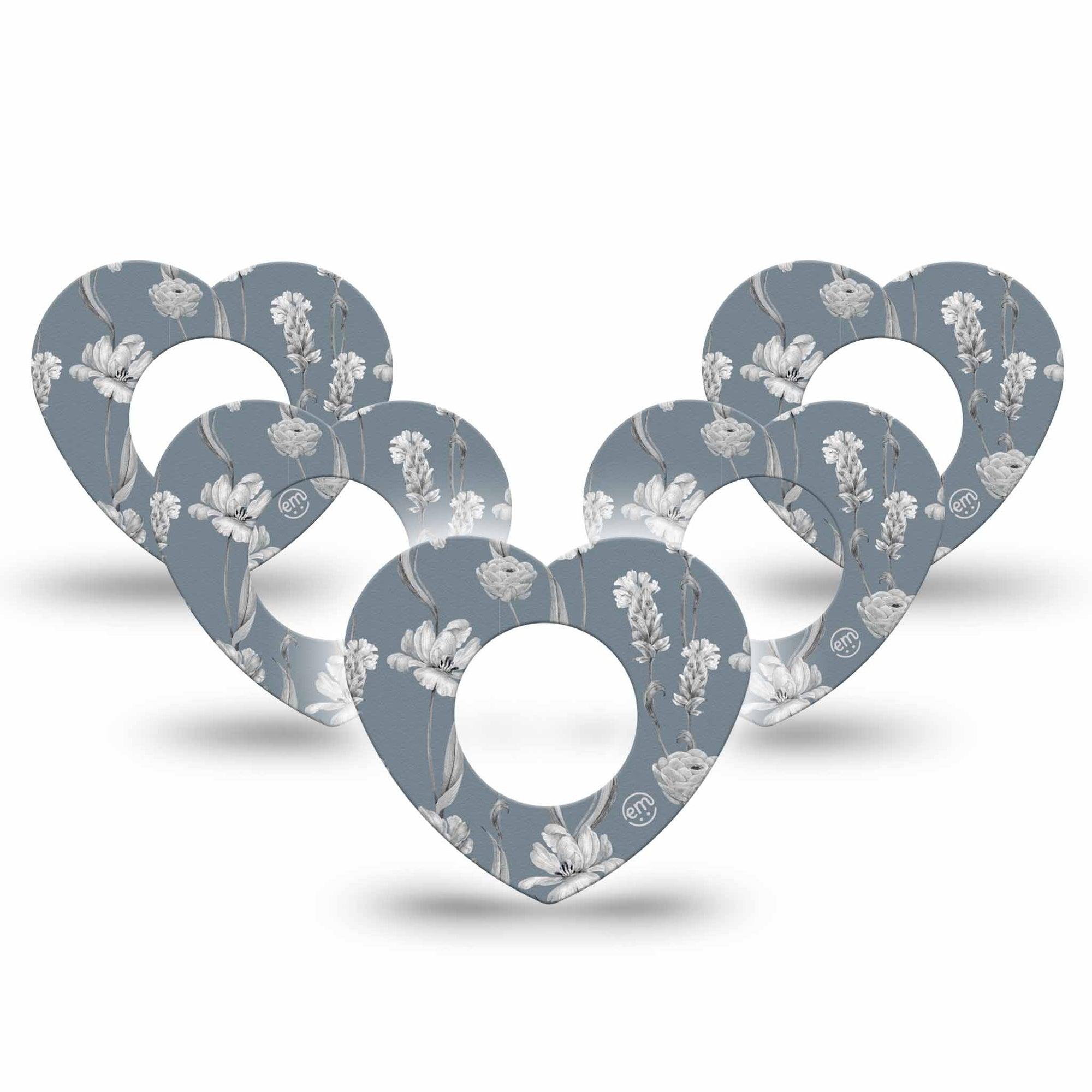 ExpressionMed Muted Petals Freestyle Libre 2 and Libre 2 Plus Heart Shape Tape, Abbott Lingo, 5-Pack Tape Soft Petals, Adhesive Patch CGM Design