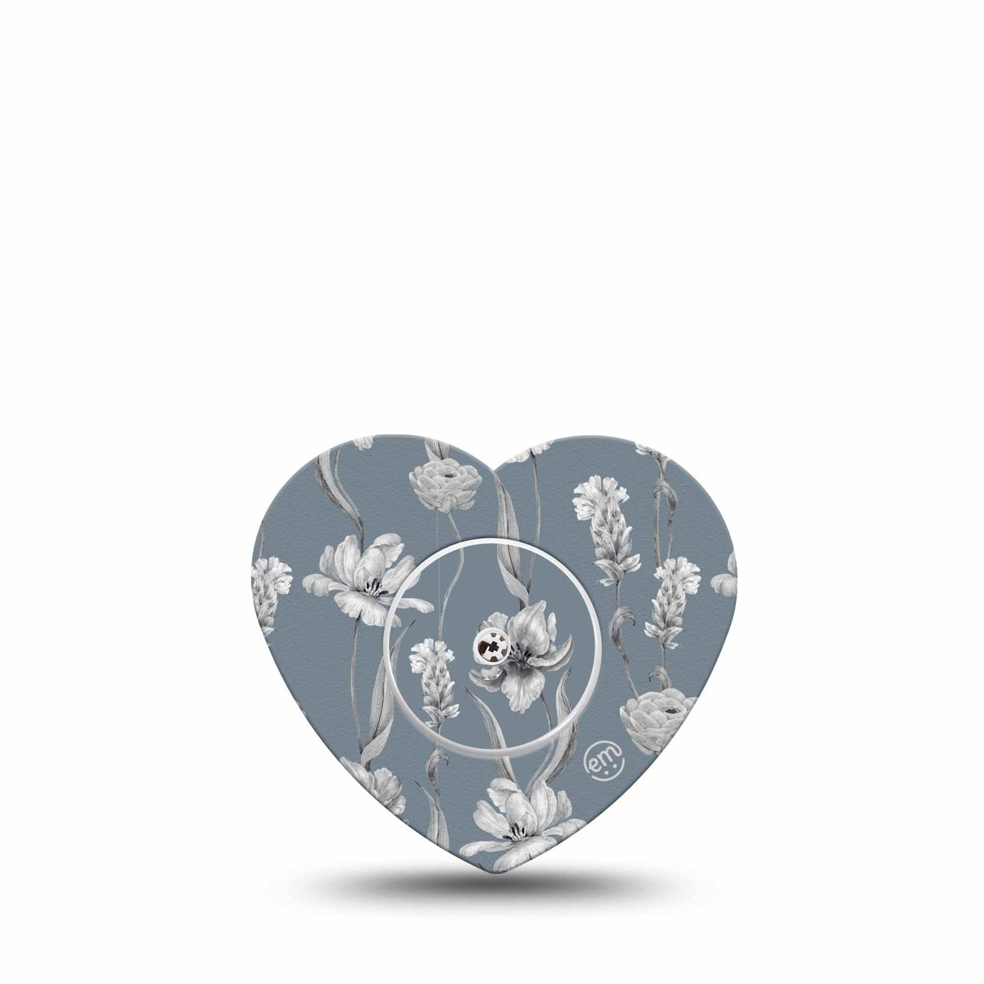 ExpressionMed Muted Petals Freestyle Libre 2 and Libre 2 Plus Heart Shape Tape, Abbott Lingo, Single Tape and Single Sticker Soft Petals, Adhesive Patch CGM Design