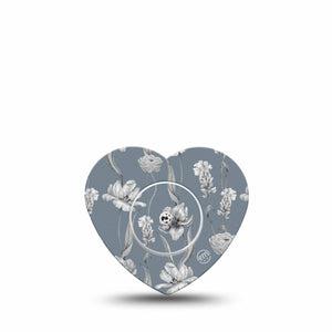 ExpressionMed Muted Petals Freestyle Libre 2 and Libre 2 Plus Heart Shape Tape, Abbott Lingo, Single Tape and Single Sticker Soft Petals, Adhesive Patch CGM Design