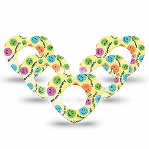 ExpressionMed Smiley Freestyle Libre 2 Heart Shape Tape, Abbott Lingo, 5-Pack Joyful Symbol Adhesive Patch CGM Design