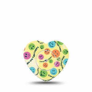 ExpressionMed Smiley Freestyle Libre 2 Heart Shape Tape, Abbott Lingo, Single Tape Storm Surge Adhesive Patch CGM Design with center sticker