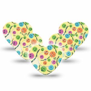 ExpressionMed Smiley Freestyle Libre 2 Heart Shape Tape, Abbott Lingo, 5-Pack Joyful Symbol Adhesive Patch CGM Design with center stickers
