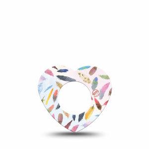 ExpressionMed Feathers Freestyle Libre 2 and Libre 2 Plus Heart Shape Tape, Abbott Lingo,  Single Tape Smooth Feathers, Adhesive Patch CGM Design