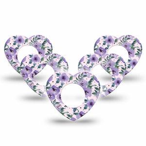 ExpressionMed Flowering Amethyst Freestyle Libre 2 Heart Shape 5-Pack Amethyst Bouquet Overlay Patch CGM Design, Abbott Lingo