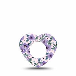 ExpressionMed Flowering Amethyst Freestyle Libre 2 Heart Shape Single Purple Blooms Overlay Patch CGM Design, Abbott Lingo
