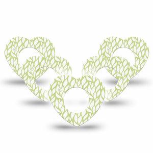 ExpressionMed Sage Greens Freestyle Libre 2 and Libre 2 Plus Heart Shape Tape, Abbott Lingo, 5-Pack Tape Subdued Sage, Adhesive Patch CGM Design