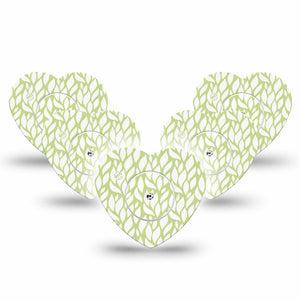 ExpressionMed Sage Greens Freestyle Libre 2 and Libre 2 Plus Heart Shape Tape, Abbott Lingo, 5-Pack Tape and 5-Pack Sticker Subdued Sage, Adhesive Patch CGM Design