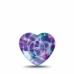 ExpressionMed Purple Tie Dye Heart Libre Tape, Abbott Lingo with center sticker