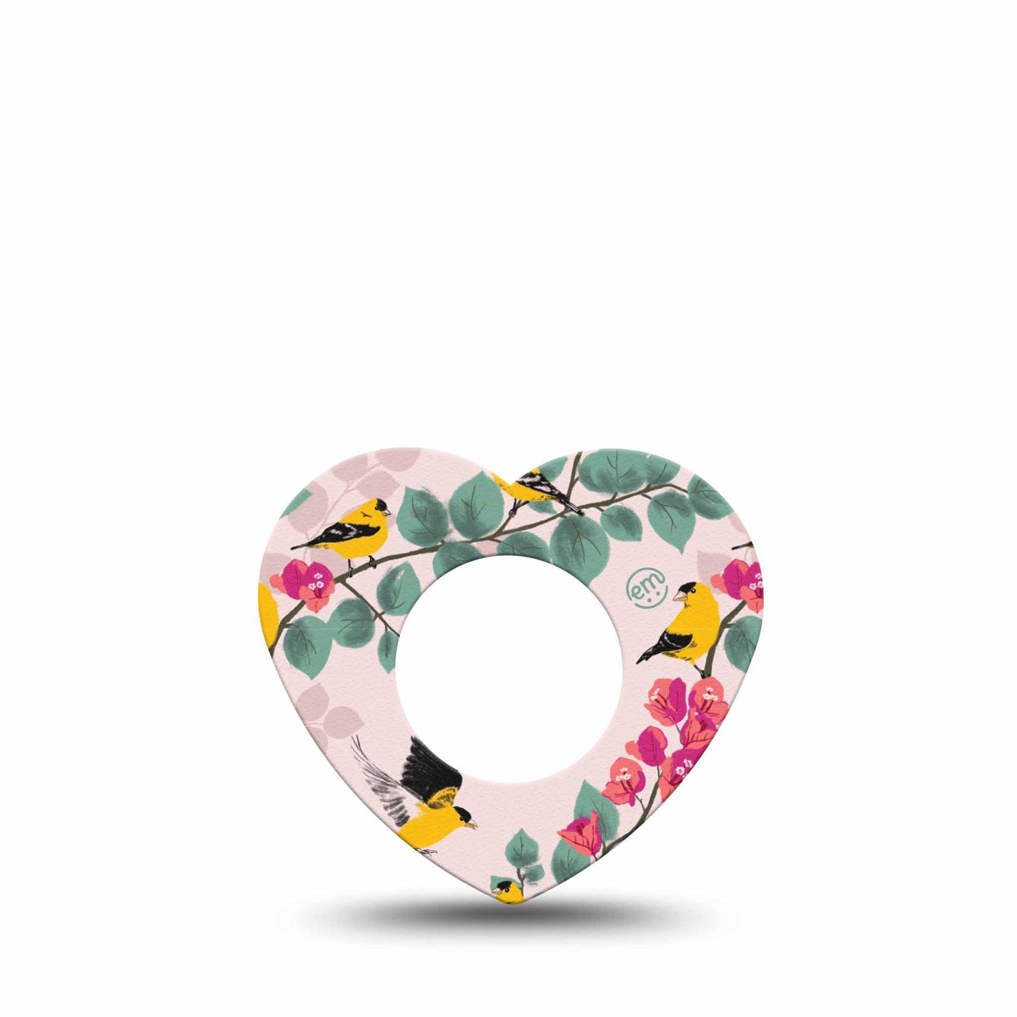 ExpressionMed Yellow Finch Freestyle Libre 2 and Libre 2 Plus Heart Shape Tape, Abbott Lingo, Single Tape Golden Plumage, Adhesive Patch CGM Design