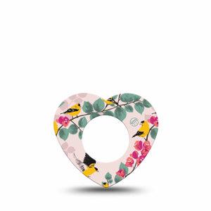 ExpressionMed Yellow Finch Freestyle Libre 2 and Libre 2 Plus Heart Shape Tape, Abbott Lingo, Single Tape Golden Plumage, Adhesive Patch CGM Design