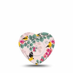 ExpressionMed Yellow Finch Freestyle Libre 2 and Libre 2 Plus Heart Shape Tape, Abbott Lingo, Single Tape and Single Sticker Golden Plumage, Adhesive Patch CGM Design