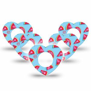 ExpressionMed Watermelon Slices Freestyle Libre 2 Heart Shape Tape, Abbott Lingo, 5-Pack Springtime Bouquet Adhesive Patch CGM Design