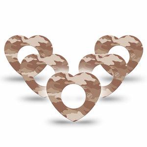 ExpressionMed Desert Camo Freestyle Libre 2 Heart Shape Tape, Abbott Lingo, 5-Pack Dune Texture Adhesive Patch CGM Design