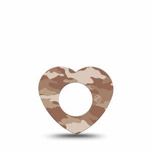 ExpressionMed Desert Camo Freestyle Libre 2 Heart Shape Tape, Abbott Lingo,  Single Tape Sandy Pattern Adhesive Patch CGM Design