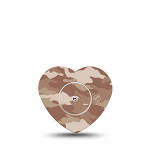 ExpressionMed Desert Camo Freestyle Libre 2 Heart Shape Tape, Abbott Lingo,  Single Tape and Sticker Sandy Pattern Adhesive Patch CGM Design